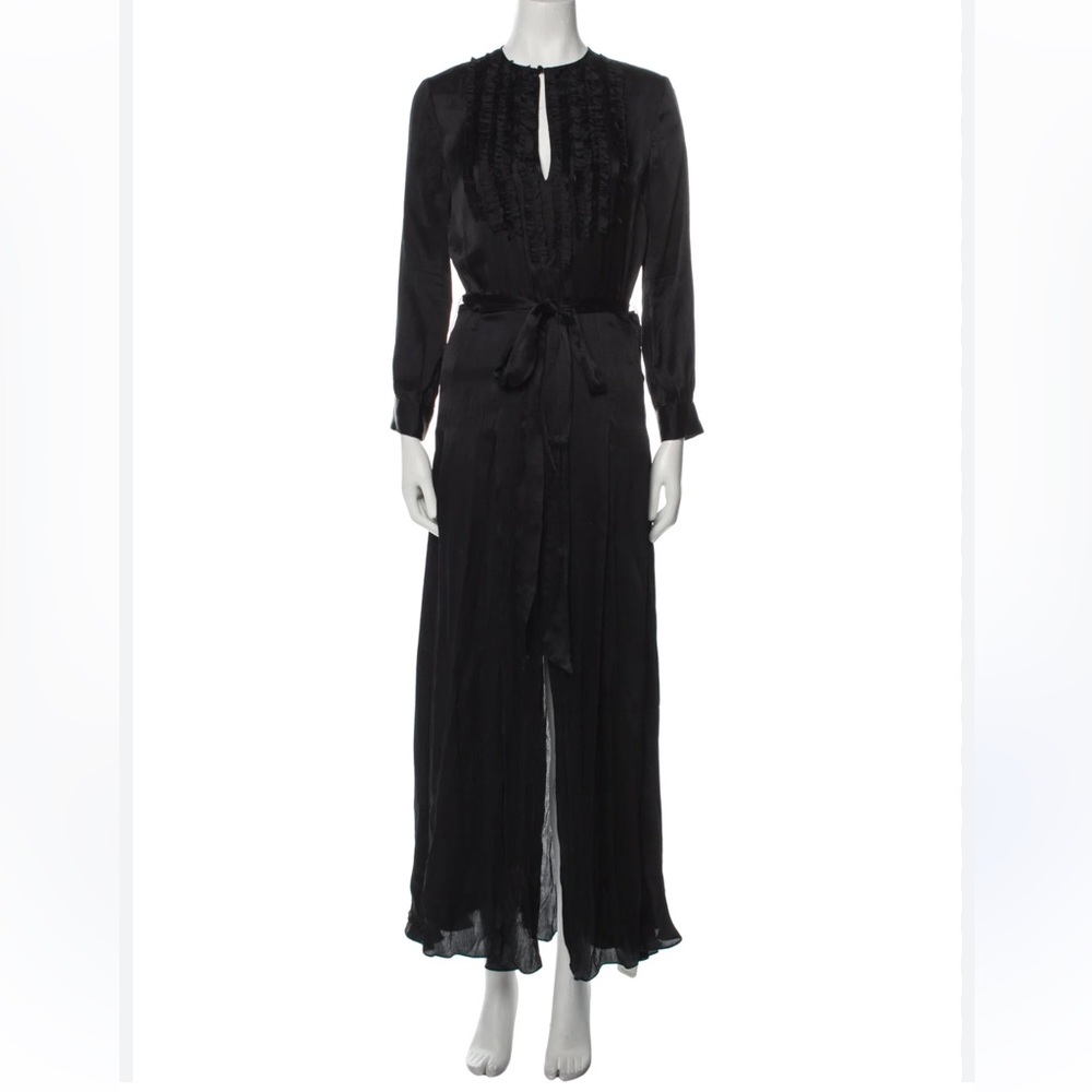L’Agence Elegant Silk Black Maxi Dress
